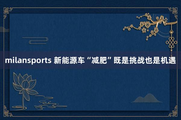 milansports 新能源车“减肥”既是挑战也是机遇
