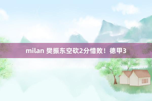 milan 樊振东空砍2分惜败！德甲3