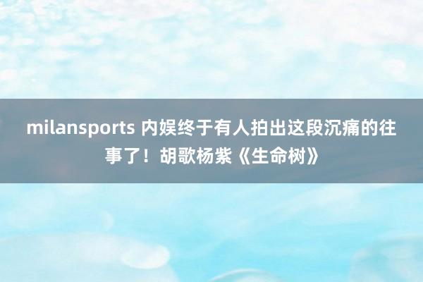 milansports 内娱终于有人拍出这段沉痛的往事了！胡歌杨紫《生命树》