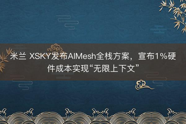 米兰 XSKY发布AIMesh全栈方案,宣布1%硬件成本实现“无限上下文”