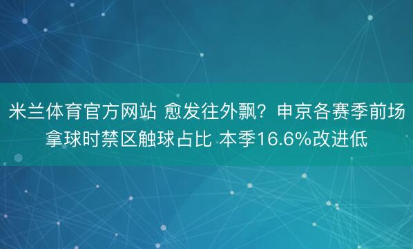 米兰体育官方网站 愈发往外飘？申京各赛季前场拿球时禁区触球占比 本季16.6%改进低