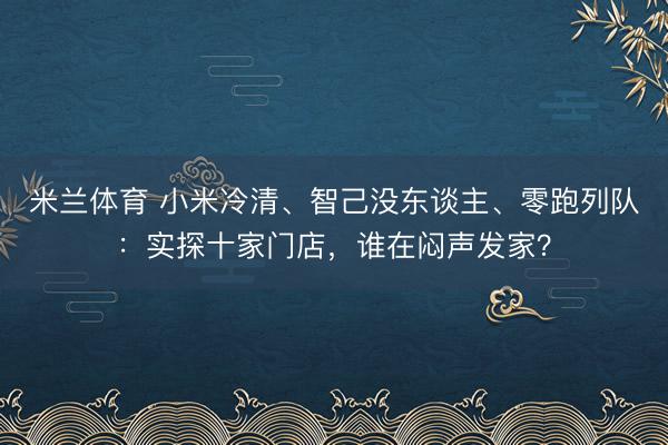 米兰体育 小米冷清、智己没东谈主、零跑列队：实探十家门店，谁在闷声发家？