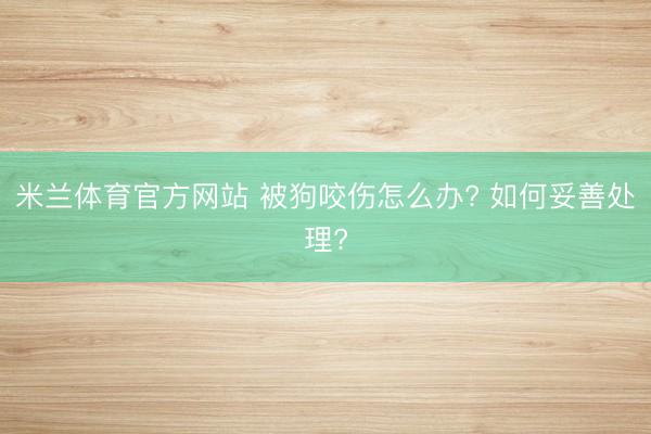米兰体育官方网站 被狗咬伤怎么办? 如何妥善处理?