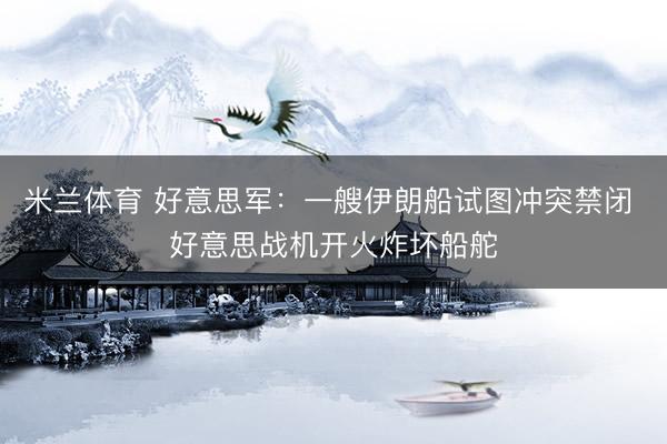 米兰体育 好意思军：一艘伊朗船试图冲突禁闭 好意思战机开火炸坏船舵